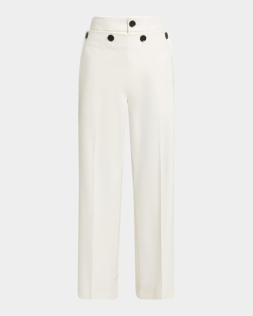 Proenza Schouler White Oliver Button Straight-Leg Wool Gabardine Pants