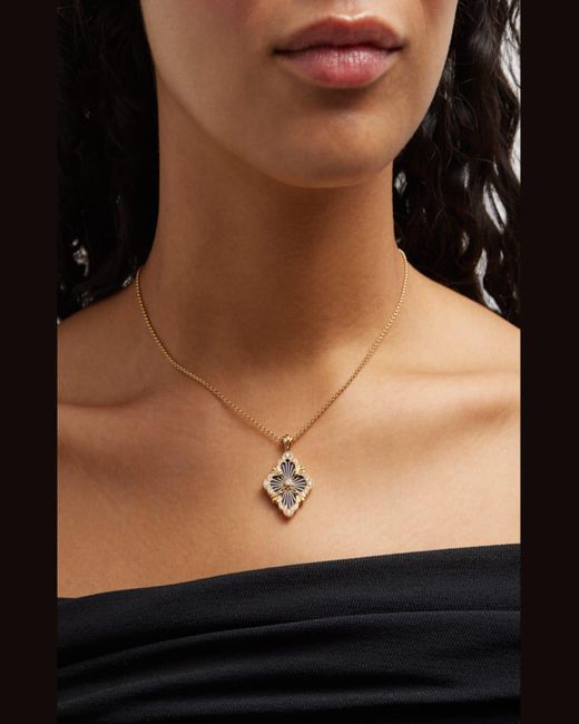 Buccellati Metallic Opera Tulle Pendant Necklace With Blue Enamel And Diamonds