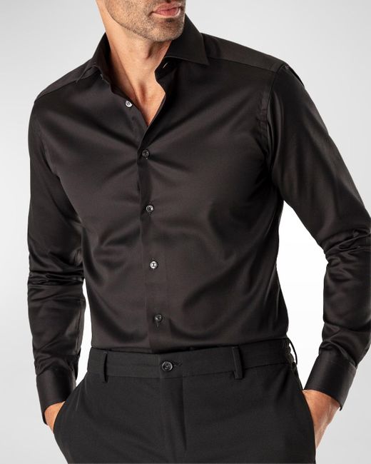 Eton of Sweden Black Contemporary-fit Twill Dress Shirt for men