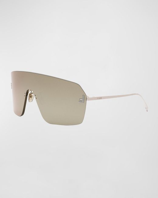 Fendi White First Metal Shield Sunglasses for men