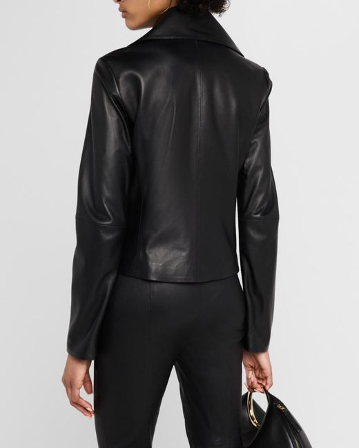 Vince Black Leather Zip-Front Jacket