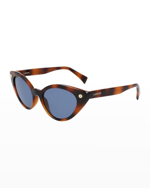 Lanvin Blue Dramatic Plastic Cat-eye Sunglasses