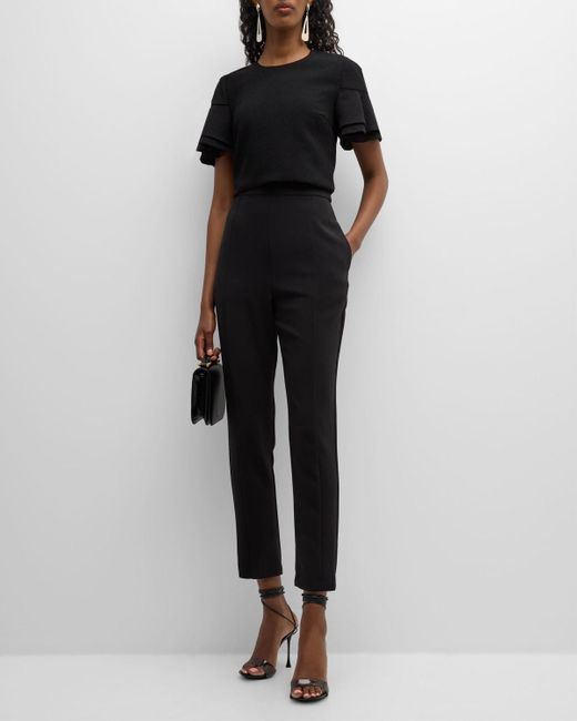 Black Halo Syon Two piece Flutter sleeve Crepe Jumpsuit in Black