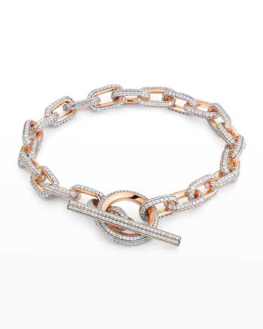 Walters Faith White 18k Rose Gold All Diamond Chain Link Toggle Bracelet