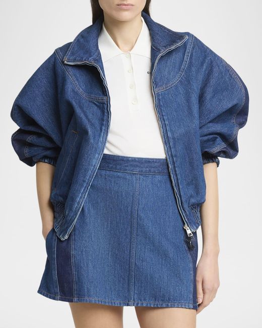 Givenchy Blue Paneled Denim Bomber Jacket