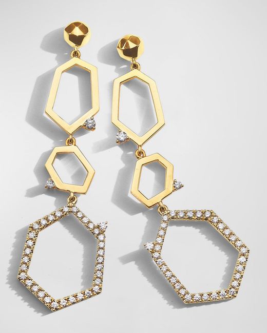Mimi So Metallic 18k Yellow Gold Jackson Pave Diamond Drop Earrings