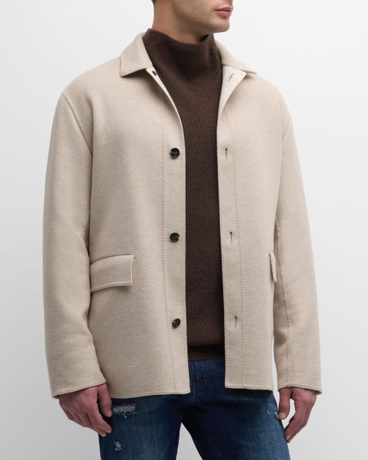 Kiton Natural Wool-Cashmere Car Coat for men