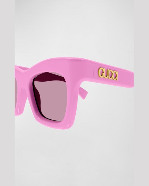 Gucci Pink Logo Acetate Cat-Eye Sunglasses