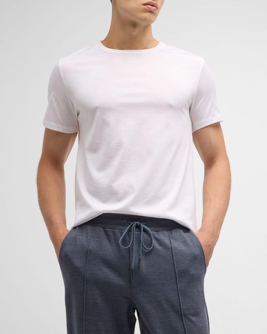 Hanro White Cotton Sporty Crewneck T-shirt for men
