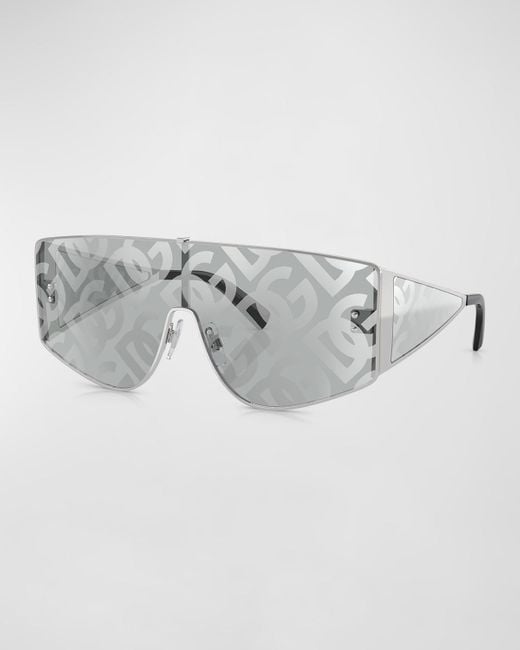 Dolce & Gabbana Gray Dg2305 Monogram Metal Shield Sunglasses for men