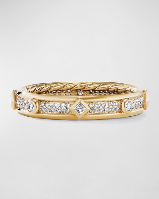David Yurman Metallic Modern Renaissance Ring With Diamonds In 18k Gold, 4mm, Size 9