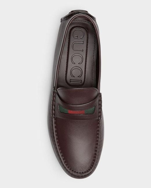 Gucci Brown Apos;S Leather Moc-Toe Drivers for men