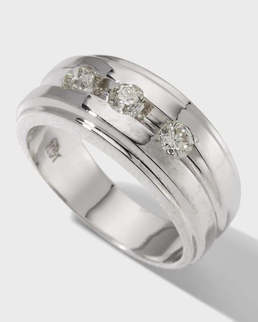 Heera Moti Gray White Gold 3-round Diamond Polish Ring for men