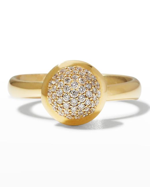 Tamara Comolli White Bouton 18k Yellow Gold Pave Diamond Ring, Size 7
