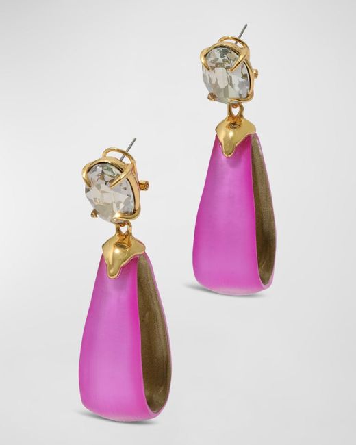 Alexis Pink Bonbon Crystal Lucite Teardrop Hoop Earrings