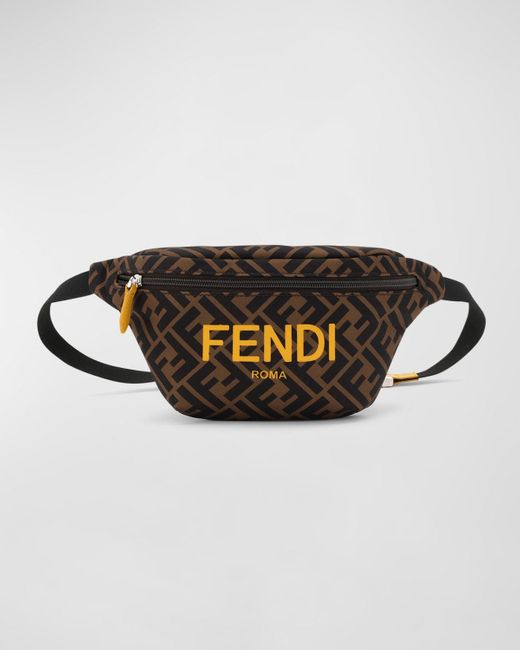 F is Fendi Chain Pouch In FF Motif Nappa Leather Brown/Black