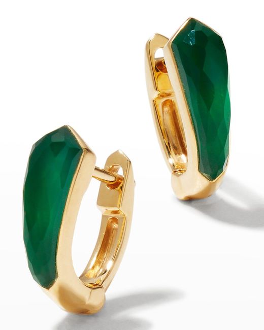Stephen Webster Yellow Gold Sleeper Earrings With Green Agate