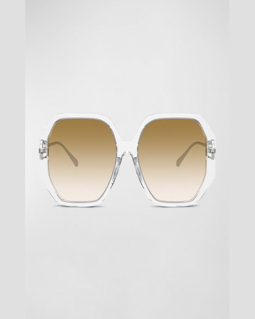 Tory Burch White Gradient Acetate & Plastic Geometric Sunglasses