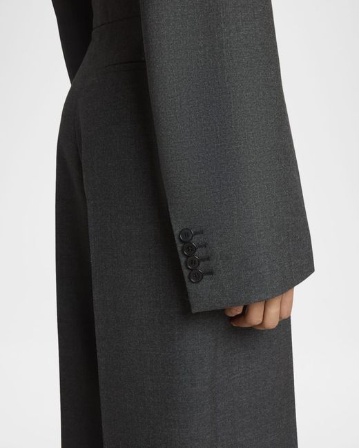 Givenchy Gray Wrap-Effect Grain De Poudre Wool Jumpsuit