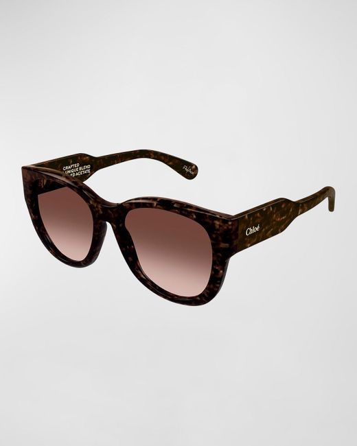 Chloé Brown Acetate Cat-eye Sunglasses