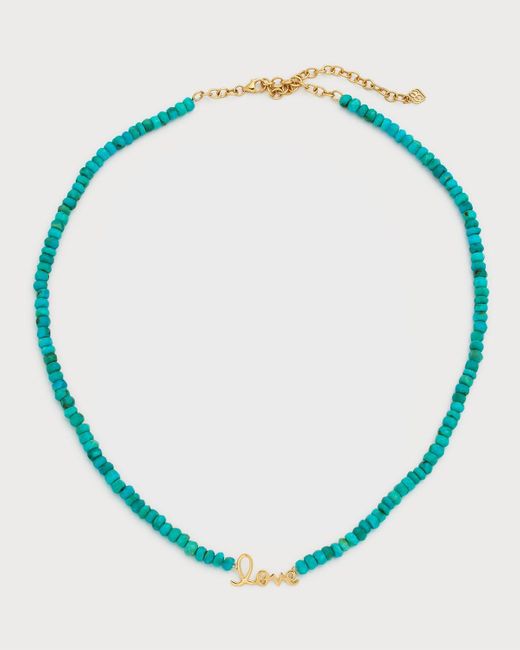 Sydney Evan Blue Pure Love 14k Yellow Gold Turquoise Beaded Necklace