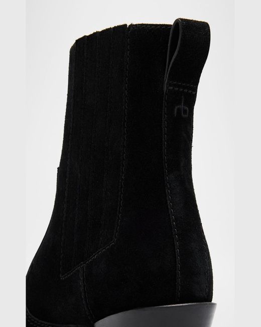 Rag & Bone Black Dart Suede Western Chelsea Ankle Booties