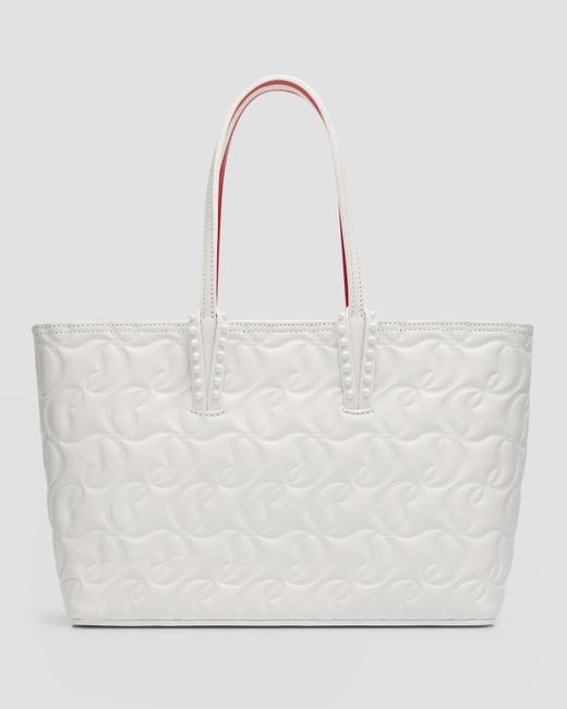 Christian Louboutin Gray Cabata Small Tote In Cl Embossed Nappa Leather