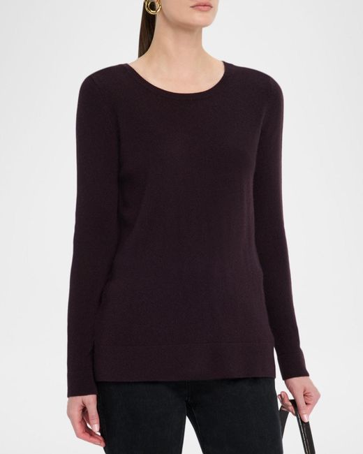 Neiman Marcus Black Cashmere Basic Crewneck Top