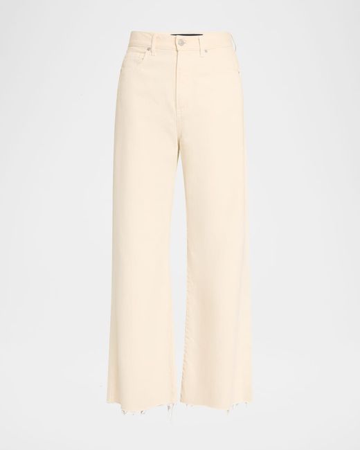 Veronica Beard Natural Taylor Cropped High-Rise Wide Jeans