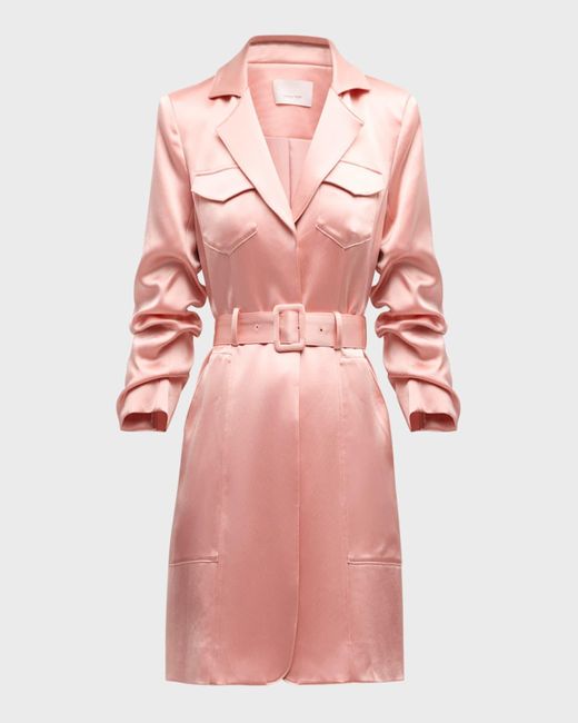 Cinq À Sept Pink Laith Belted Satin Blazer Mini Dress