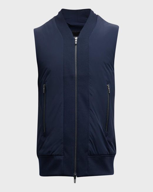 Emporio Armani Blue Solid Wool-Blend Zip Vest for men