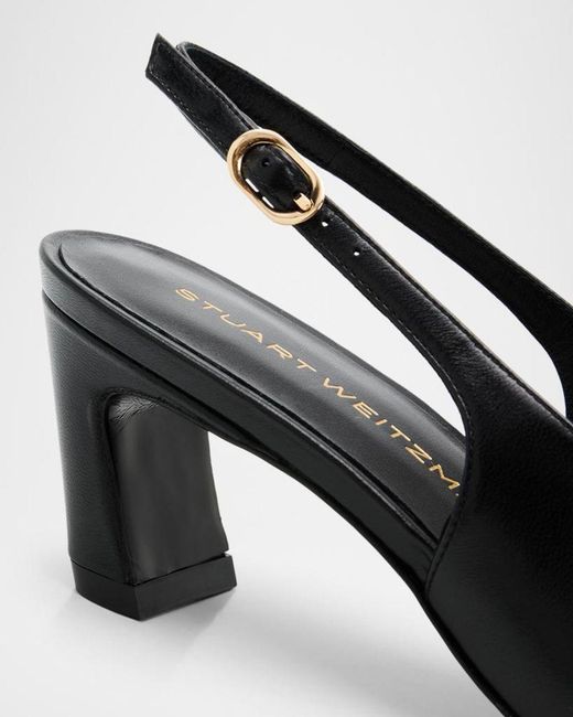 Stuart Weitzman Black 50Mm Stassi Leather Slingback Pumps