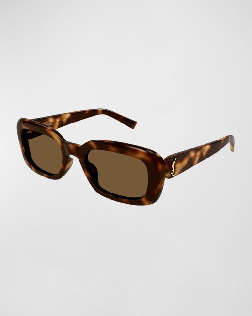Saint Laurent Brown Ysl Acetate Rectangle Sunglasses