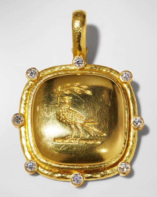 Elizabeth Locke Metallic 19k Gold Dove With Branch Pendant