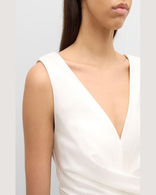 Emanuel Ungaro White Char Sleeveless A-Line Satin Midi Dress