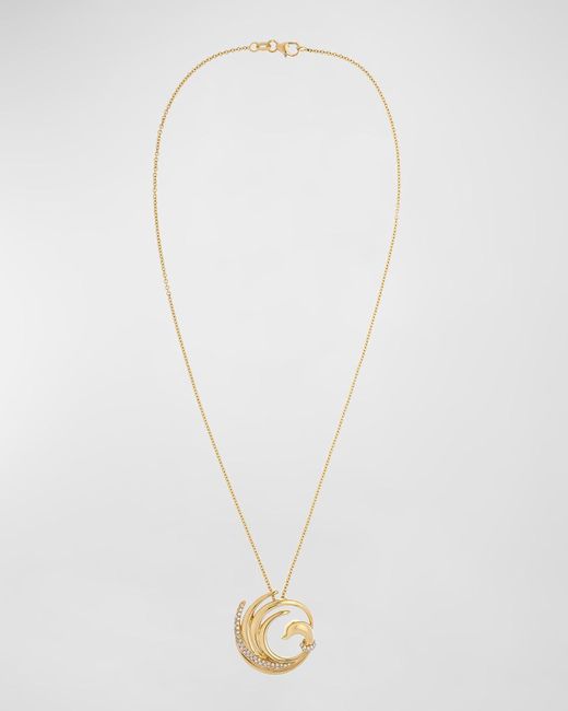 Krisonia White 18k Yellow Gold Swan Necklace With Diamonds