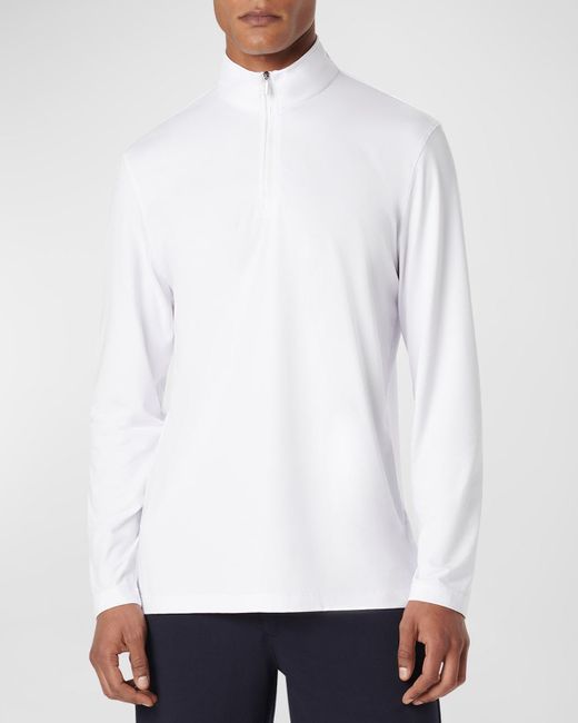 Bugatchi White Uv50 Performance Quarter-Zip Sweater for men