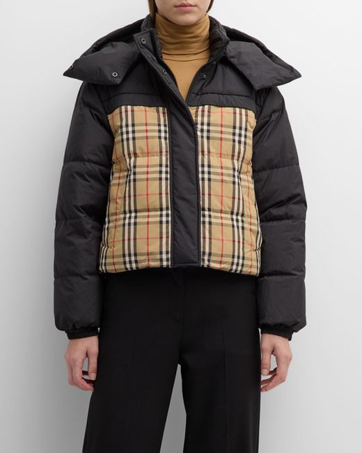 Burberry Lydden Reversible Puffer Jacket in Black | Lyst