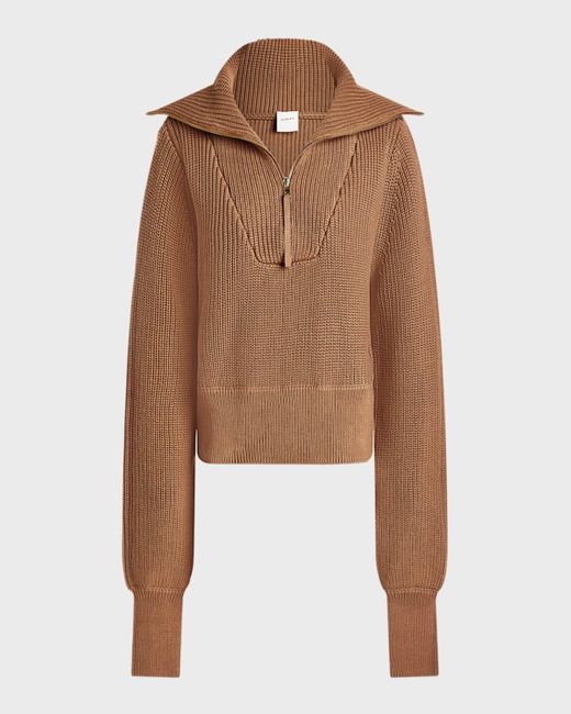 Varley Brown Mentone Half-Zip Knit Pullover