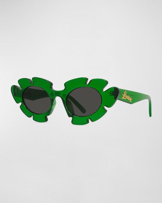 Loewe Green Flower Injected Plastic Cat-Eye Sunglasses