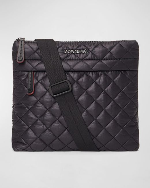 MZ Wallace Black Metro Quilted Flat Crossbody Bag