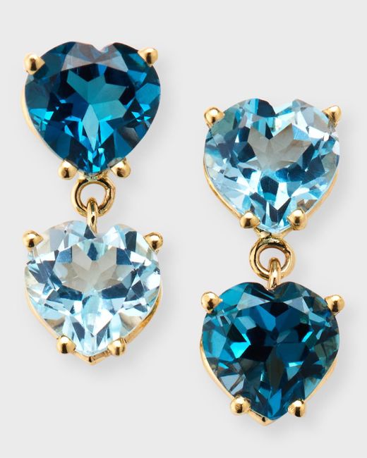 POPPY FINCH Blue Duo Faceted Heart Topaz Earrings