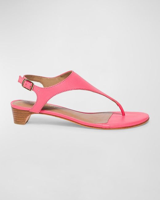 Bernardo Pink Calfskin Low-heel Thong Slingback Sandals