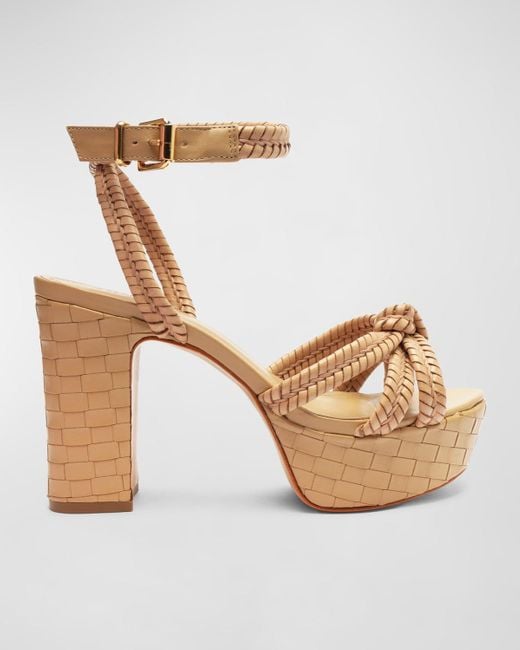 SCHUTZ SHOES Metallic Kathleen Woven Ankle-strap Platform Sandals