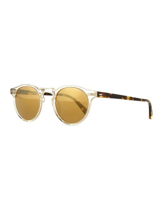 Oliver Peoples Gregory Peck Round Plastic Sunglasses, Clear/tortoise in  White | Lyst