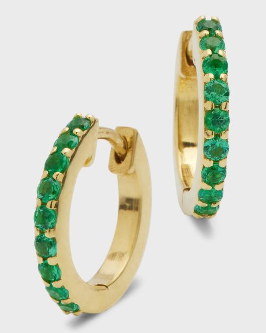 Jennifer Meyer Multicolor Small Emerald Huggie Earrings In 18k Gold