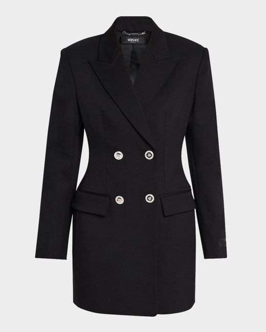 Versace Black Chainmail Cutout Double-Breasted Evening Jacket