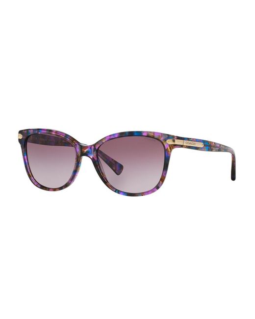 COACH Purple Cat-eye Sunglasses W/ Logo Plate Temples