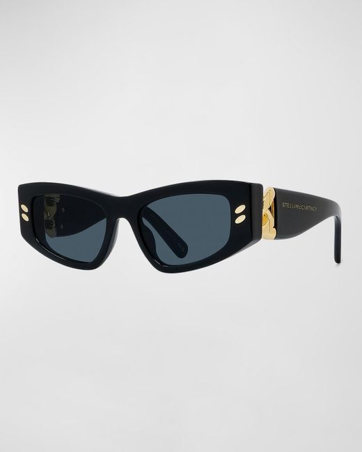Stella McCartney Black Chain Acetate Cat-eye Sunglasses