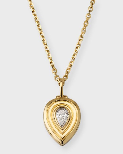 Anita Ko Metallic 18k Yellow Gold Loulou Locket Necklace With Pear Diamond